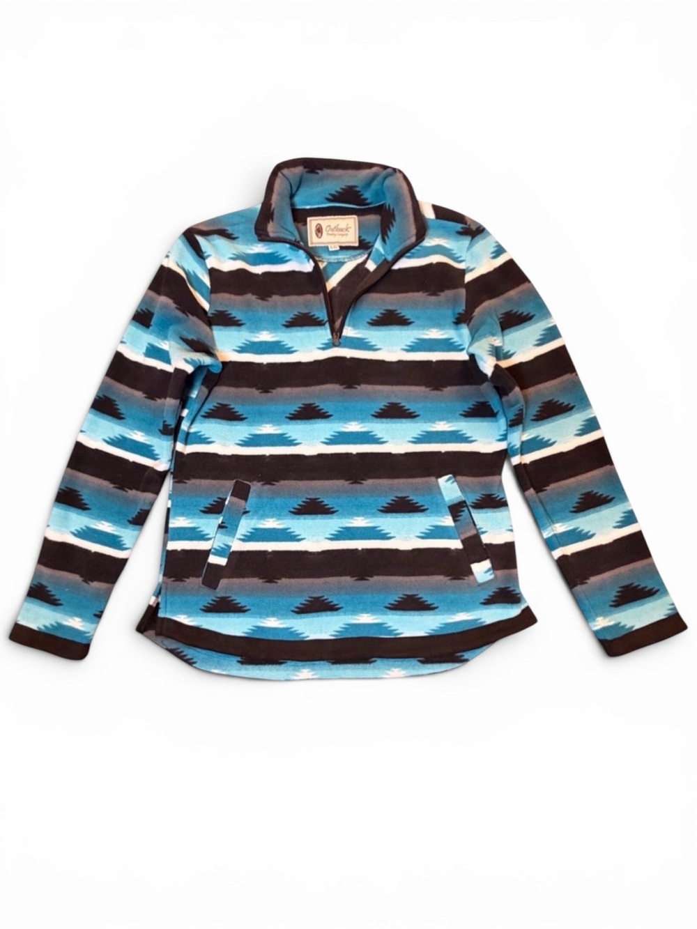 Outback Trading Co Kate Henley Aztec Quarter Zip Fleece Pullover L